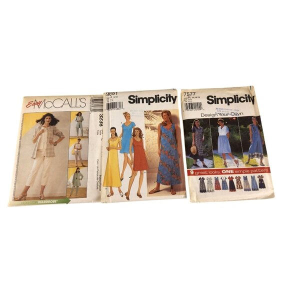 Easy McCalls 3238 & Simplicity 9691 7577 Womens Sewing Patterns Dresses Shirts - Picture 1 of 11